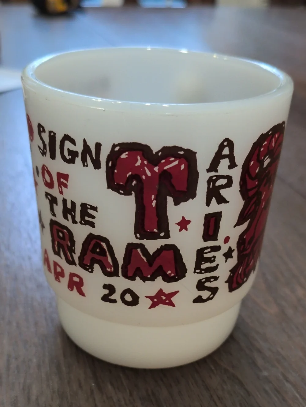 Fire King Vintage Aries Milk Glass Mug